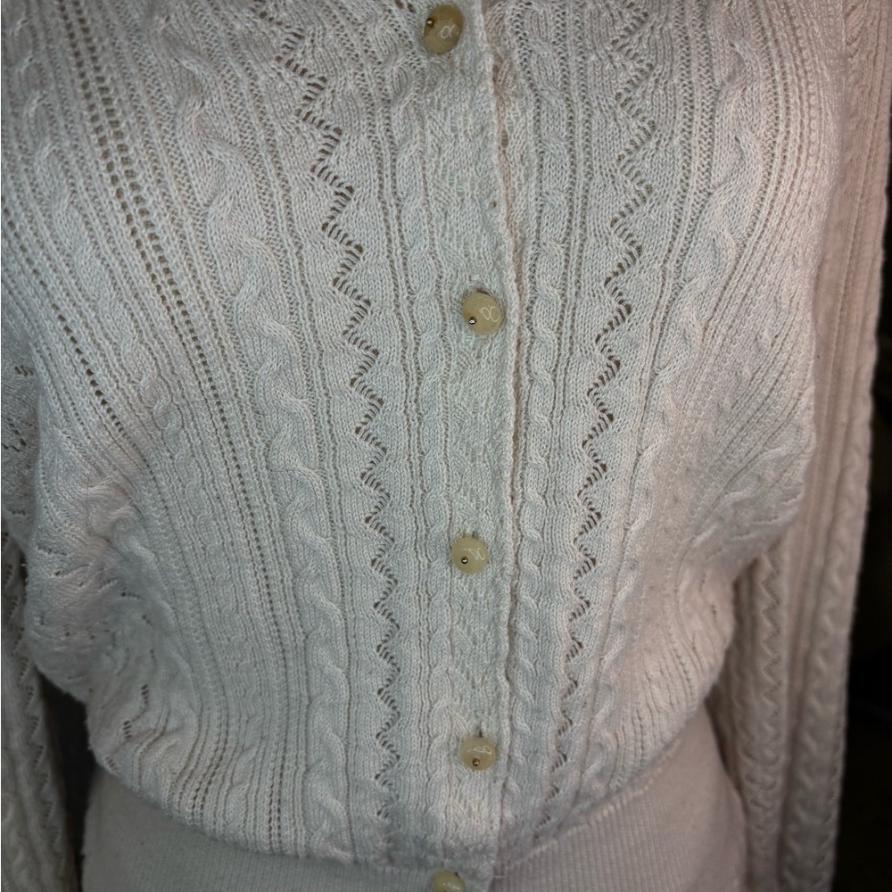 Anna Cable Apricot Knit Cardigan - Picture 5 of 6